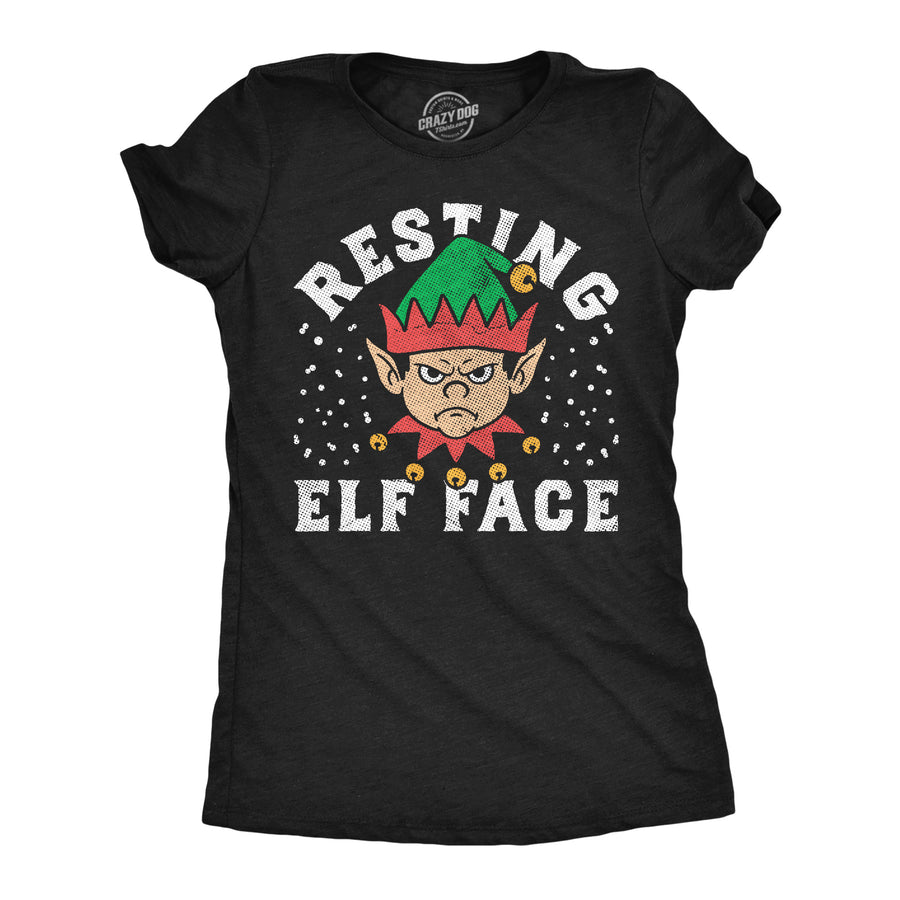Funny Heather Black - Resting Elf Face Resting Elf Face Womens T Shirt Nerdy Christmas Tee