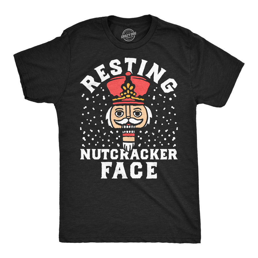 Funny Heather Black - Resting Nutcracker Face Resting Nutcracker Face Mens T Shirt Nerdy Christmas Tee