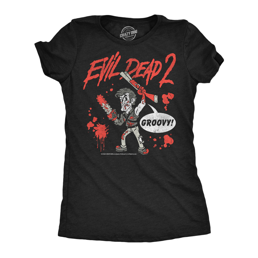 Funny Heather Black - Cartoon Ash Cartoon Ash Womens T Shirt Nerdy Halloween TV & Movies Tee