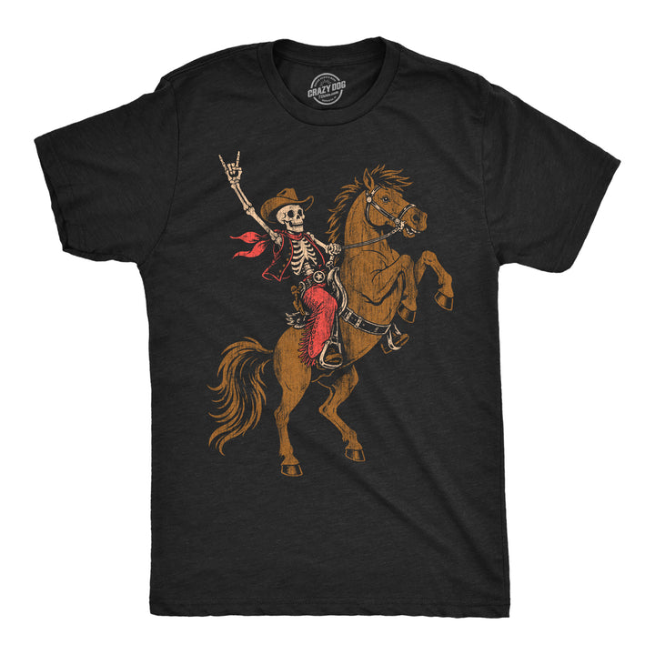 Funny Heather Black - Rodeo Skeleton Rodeo Skeleton Mens T Shirt Nerdy Halloween Tee