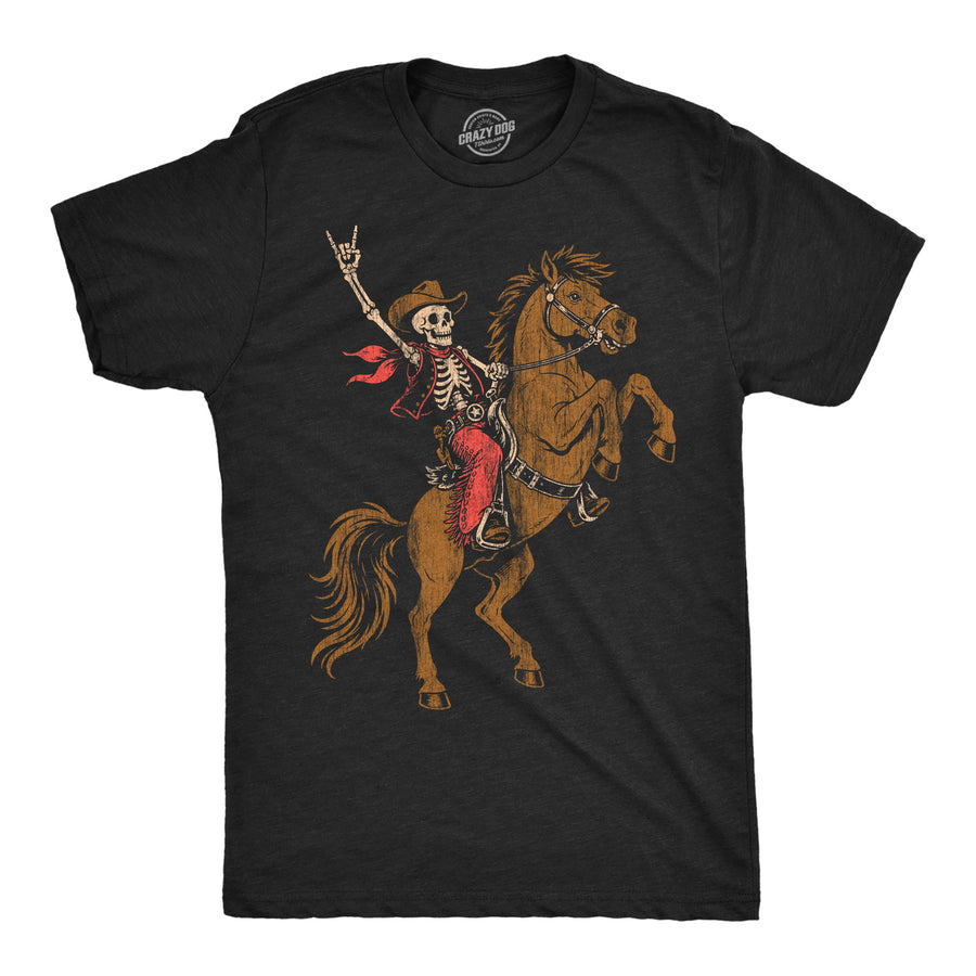 Funny Heather Black - Rodeo Skeleton Rodeo Skeleton Mens T Shirt Nerdy Halloween Tee