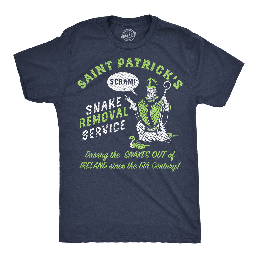 Funny Heather Navy - St Patricks Snake Removal Saint Patricks Snake Removal Service Mens T Shirt Nerdy Saint Patrick's Day animal Tee