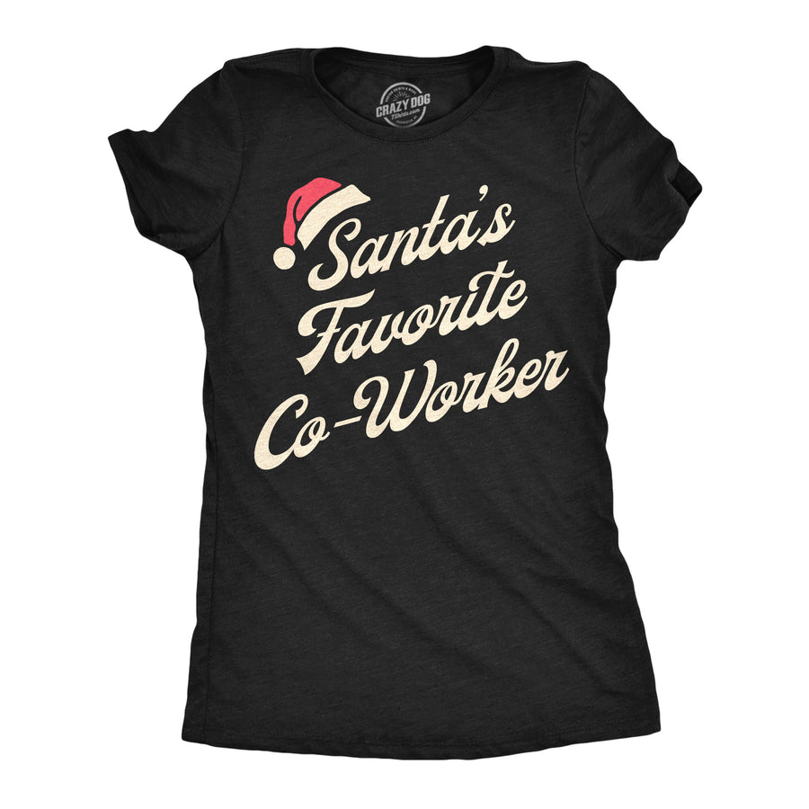 Funny Heather Black - Santas Fav Coworker Santas Favorite Coworker Womens T Shirt Nerdy Christmas office Tee