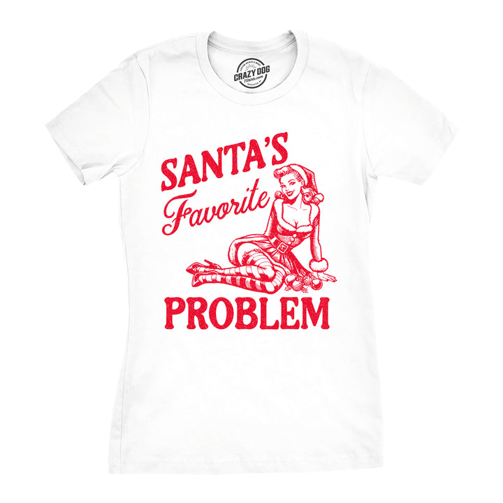 Funny White - Santas Fav Problem Santas Favorite Problem Womens T Shirt Nerdy Christmas Tee