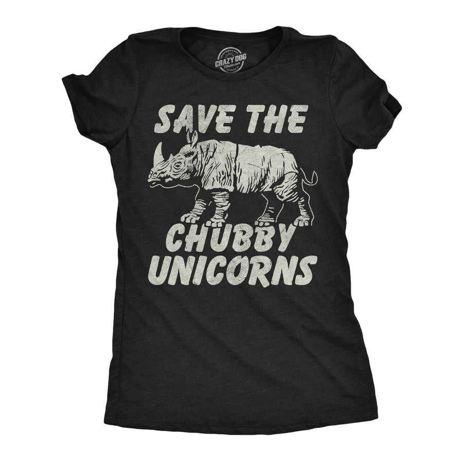 Funny Heather Black - Chubby Unicorns Save The Chubby Unicorns Womens T Shirt Nerdy animal unicorn Tee