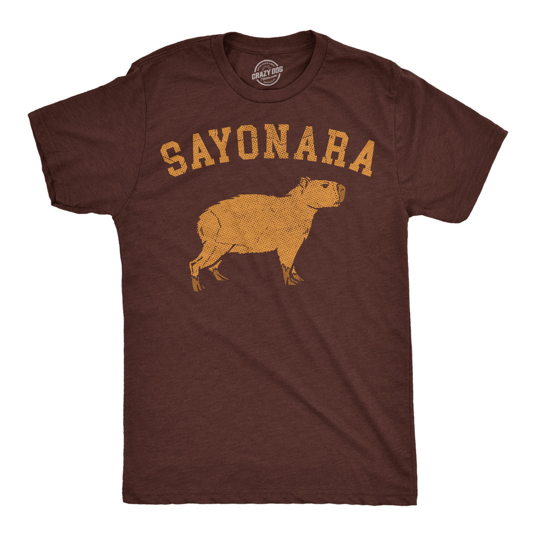 Funny Heather Brown - Sayonara Capybara Sayonara Capybara Mens T Shirt Nerdy animal Tee