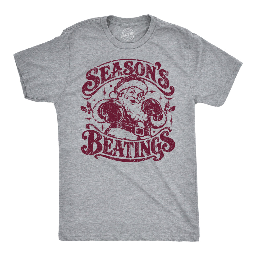 Funny Light Heather Grey - Seasons Beatings Season's Beatings Mens T Shirt Nerdy Christmas Tee