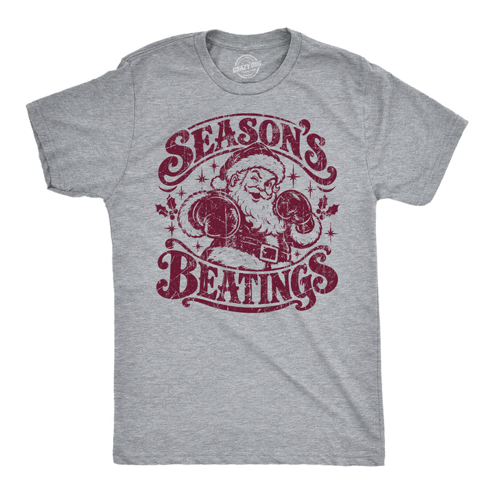 Funny Light Heather Grey - Seasons Beatings Season's Beatings Mens T Shirt Nerdy Christmas Tee