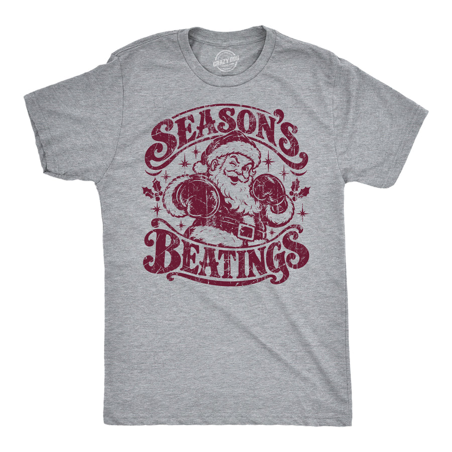 Funny Light Heather Grey - Seasons Beatings Season's Beatings Mens T Shirt Nerdy Christmas Tee