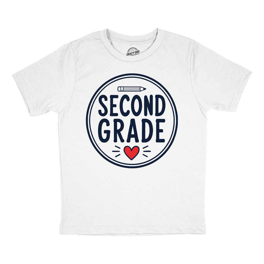 Funny White - 2nd Grade Pencil Second Grade Pencil Circle Heart Youth T Shirt Nerdy blank Tee