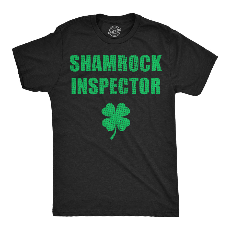 Funny Heather Black - Shamrock Inspector Shamrock Inspector Mens T Shirt Nerdy Saint Patrick's Day Tee