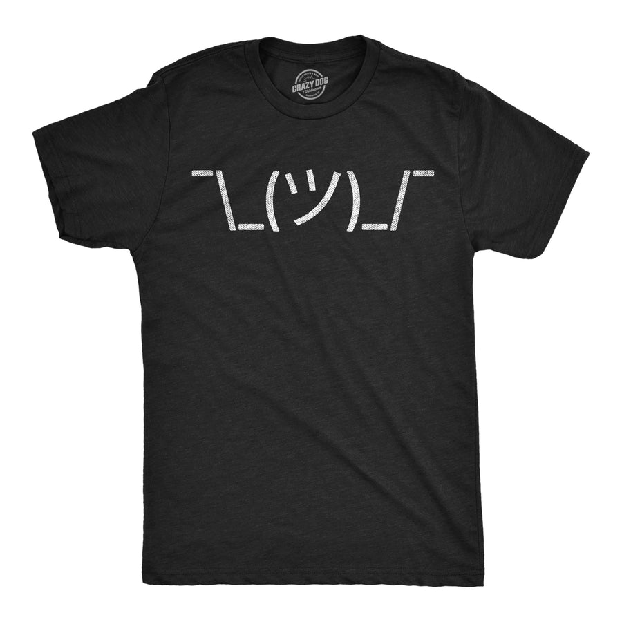 Funny Heather Black - Shrug Emoji Shrug Emoji Mens T Shirt Nerdy blank Tee