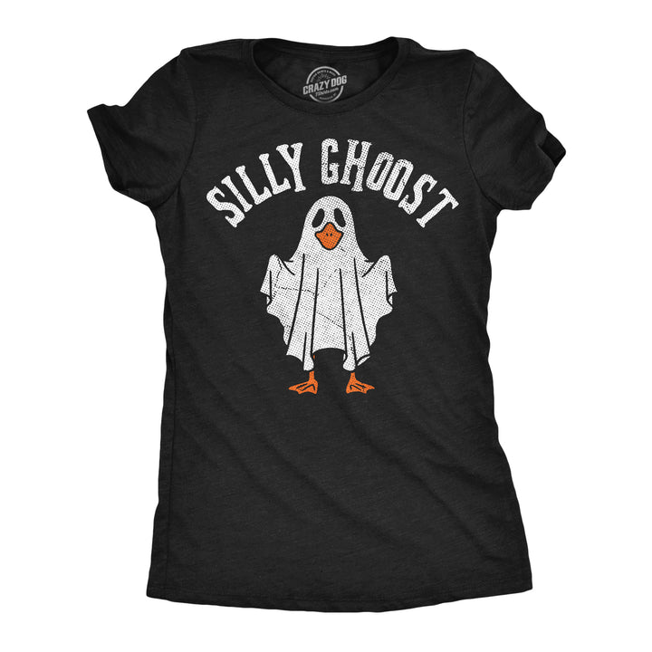 Funny Heather Black - Silly Ghoost Silly Ghoost Womens T Shirt Nerdy Halloween animal Tee