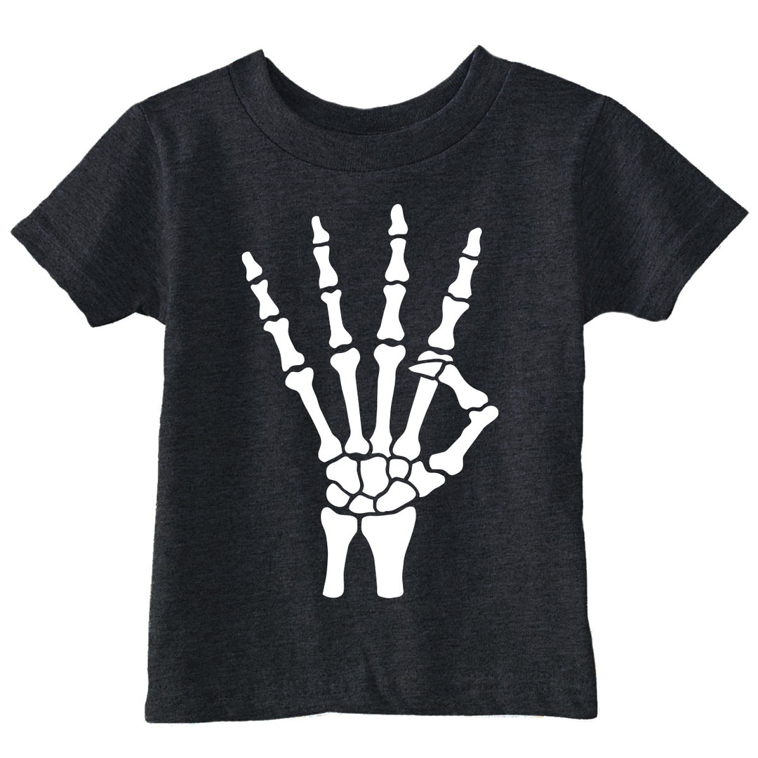 Funny Heather Black - Skeleton 4th Bday Skeleton Hand 4th Birthday Toddler T Shirt Nerdy Halloween Birthday Tee