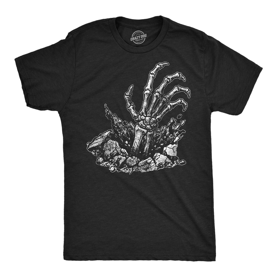 Funny Heather Black - Skeleton Hand Ground Skeleton Hand Ground Mens T Shirt Nerdy Halloween Zombie Tee