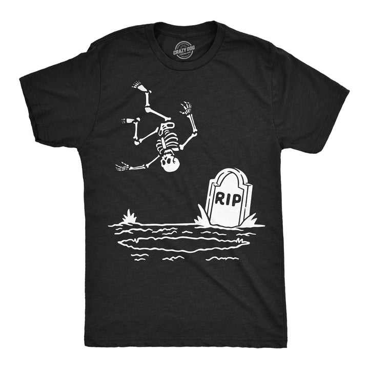 Funny Heather Black - Skeleton Jumping Grave Skeleton Jumping In Grave Mens T Shirt Nerdy Halloween Tee