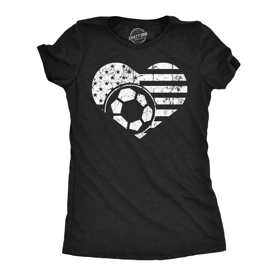 Funny Heather Black - Soccer Flag Heart Soccer Flag Heart Womens T Shirt Nerdy soccer Tee