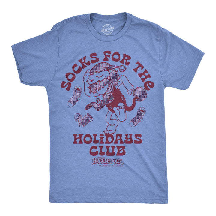 Funny Light Heather Blue - Socks Holidays Club Socks For The Holidays Club Mens T Shirt Nerdy Christmas Tv & Movies Tee