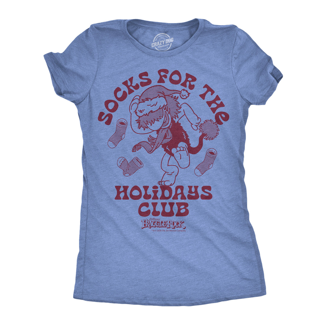 Funny Light Heather Blue - Socks Holidays Club Socks For The Holidays Club Womens T Shirt Nerdy Christmas Tv & Movies Tee