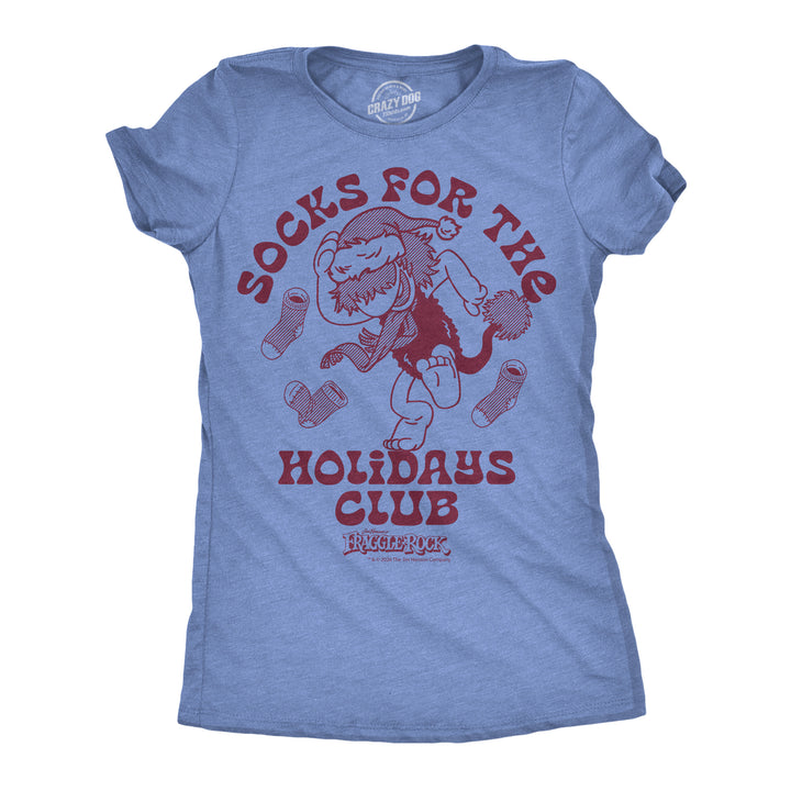 Funny Light Heather Blue - Socks Holidays Club Socks For The Holidays Club Womens T Shirt Nerdy Christmas Tv & Movies Tee