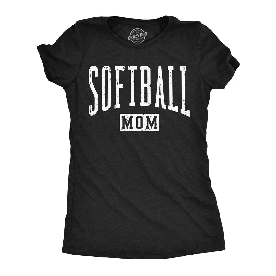 Funny Heather Black - Softball Mom Softball Mom Womens T Shirt Nerdy Mother's Day baseball Tee