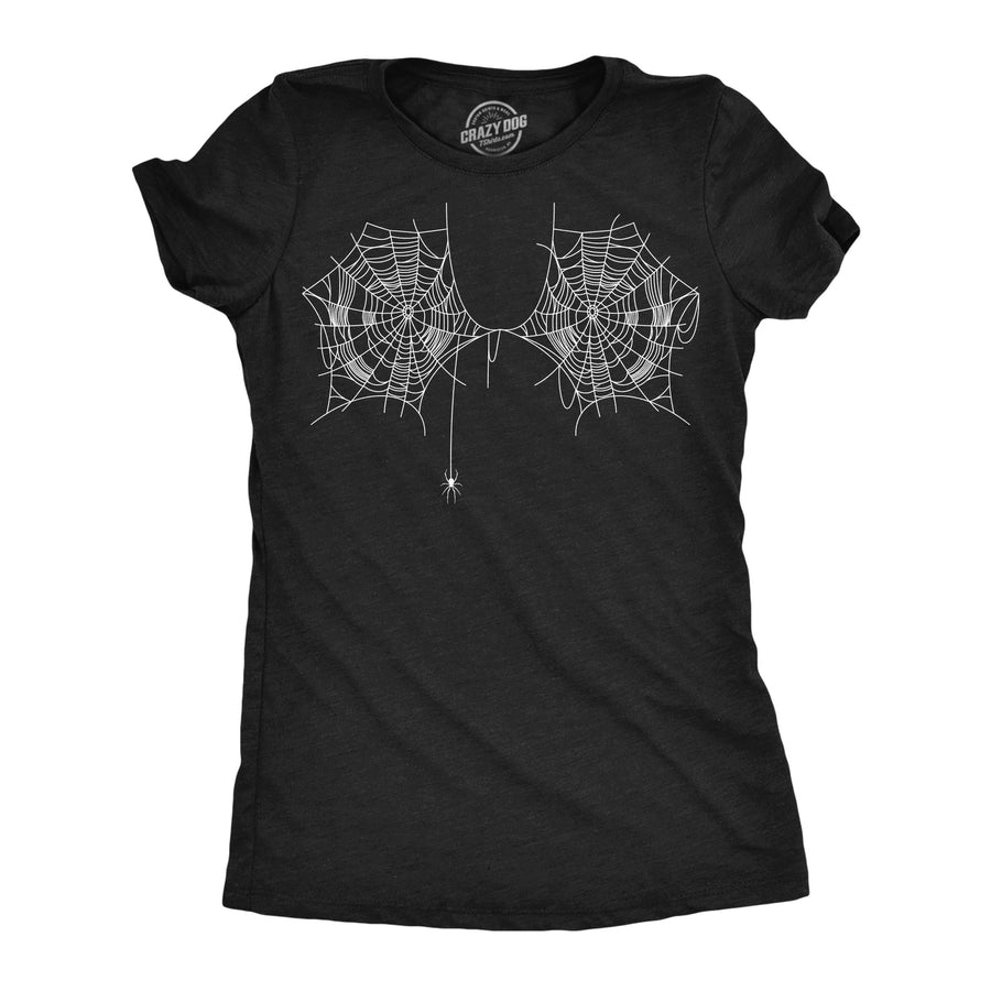 Funny Heather Black - Spider Web Boobs Spider Web Boobs Womens T Shirt Nerdy Halloween offensive Tee