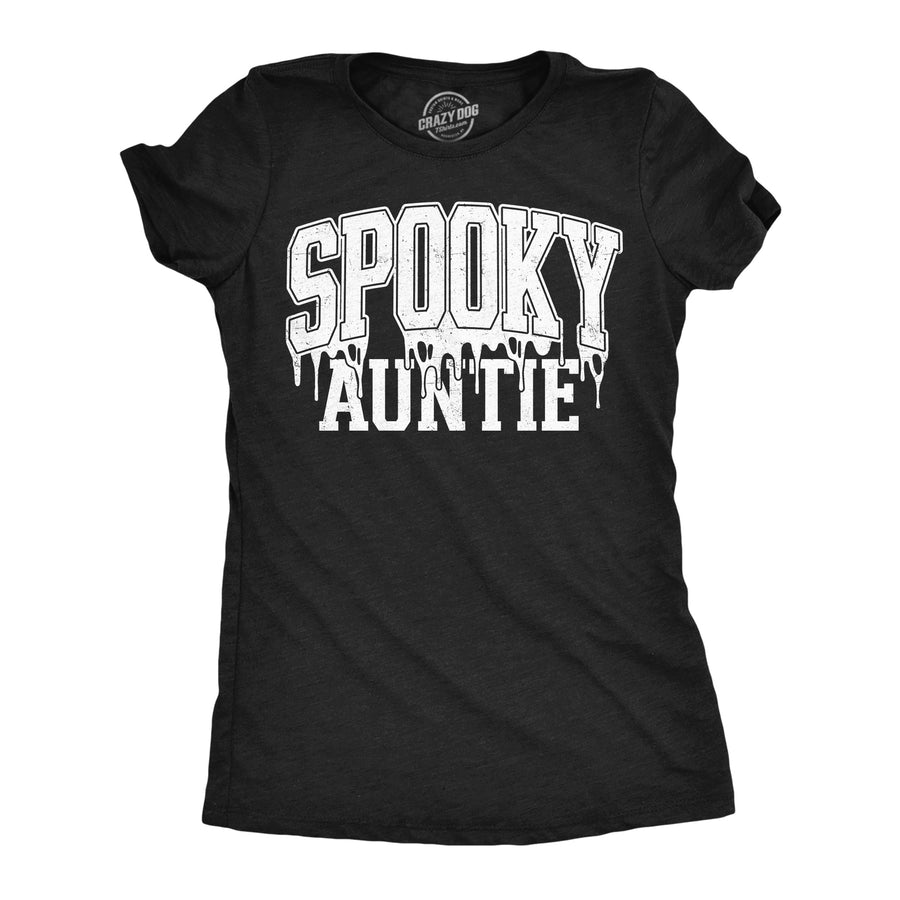 Funny Heather Black - Spooky Auntie Spooky Auntie Womens T Shirt Nerdy Halloween Aunt Tee