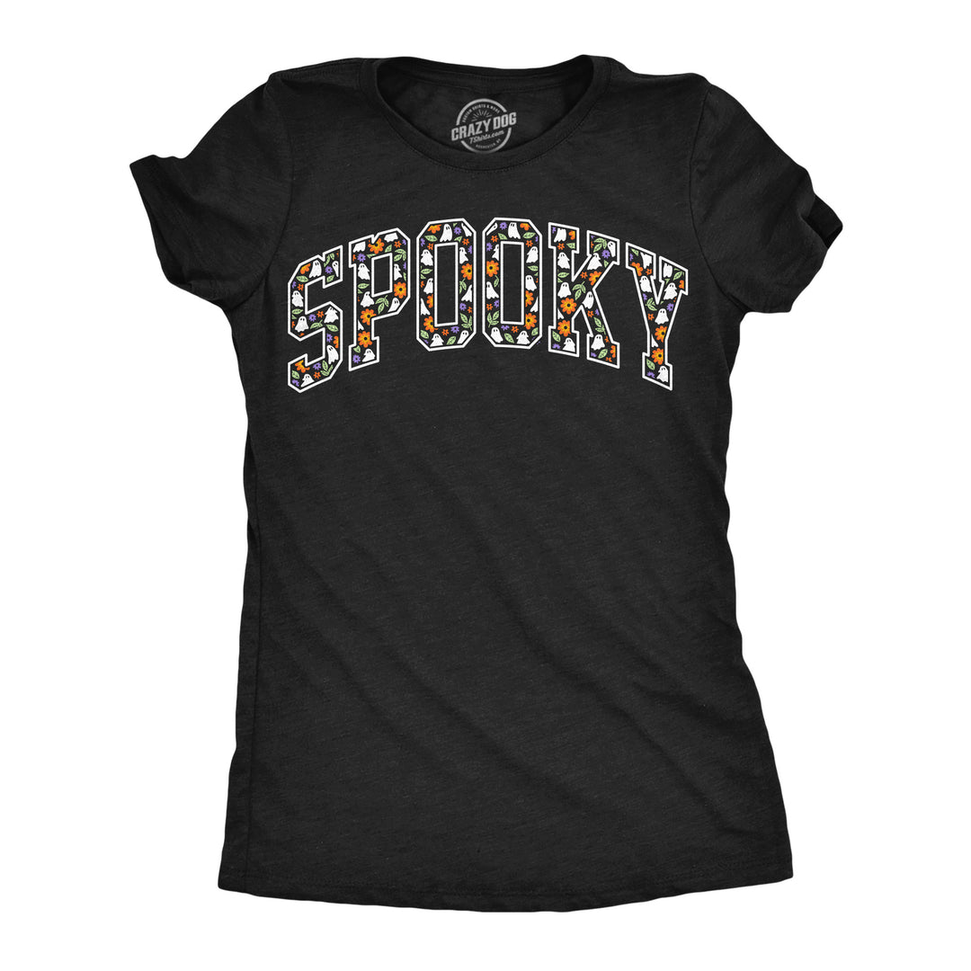 Funny Heather Black - Spooky Pattern Spooky Pattern Womens T Shirt Nerdy Halloween Tee