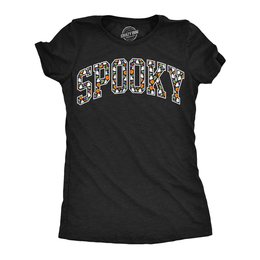 Funny Heather Black - Spooky Pattern Spooky Pattern Womens T Shirt Nerdy Halloween Tee