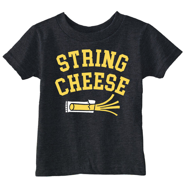 Funny Heather Black - String Cheese String Cheese Toddler T Shirt Nerdy food Tee