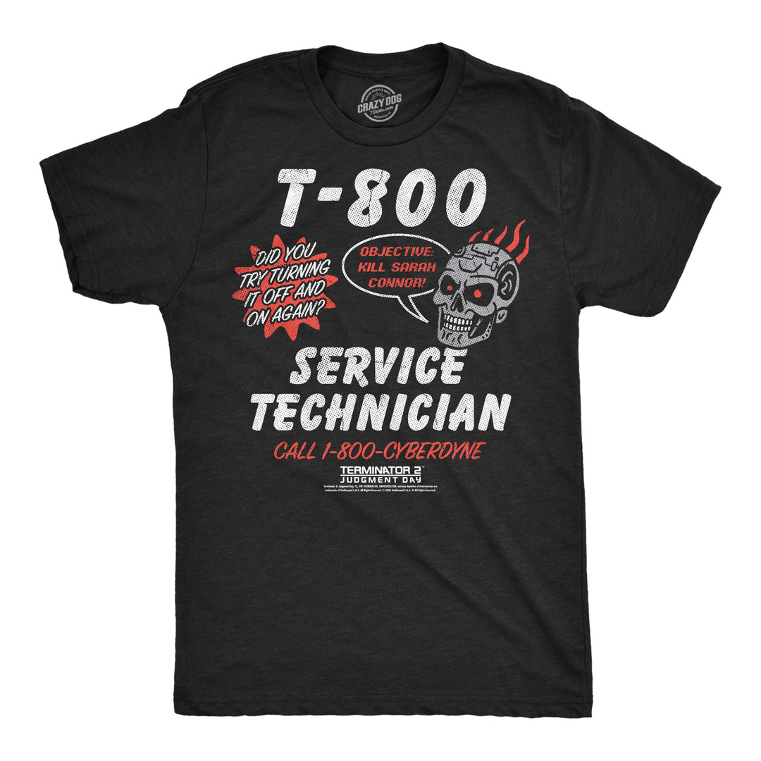 Funny Heather Black - T800 Service Tech T 800 Service Technician Mens T Shirt Nerdy TV & Movies Tee