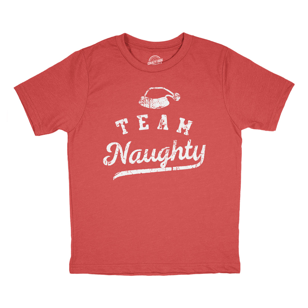 Funny Heather Red - Team Naughty Team Naughty Youth T Shirt Nerdy Christmas Tee