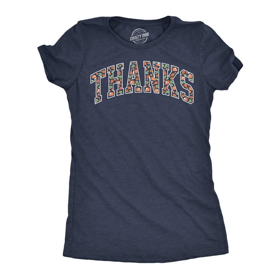 Funny Heather Navy - Thanks Pattern Thanks Pattern Womens T Shirt Nerdy thanksgiving food Tee