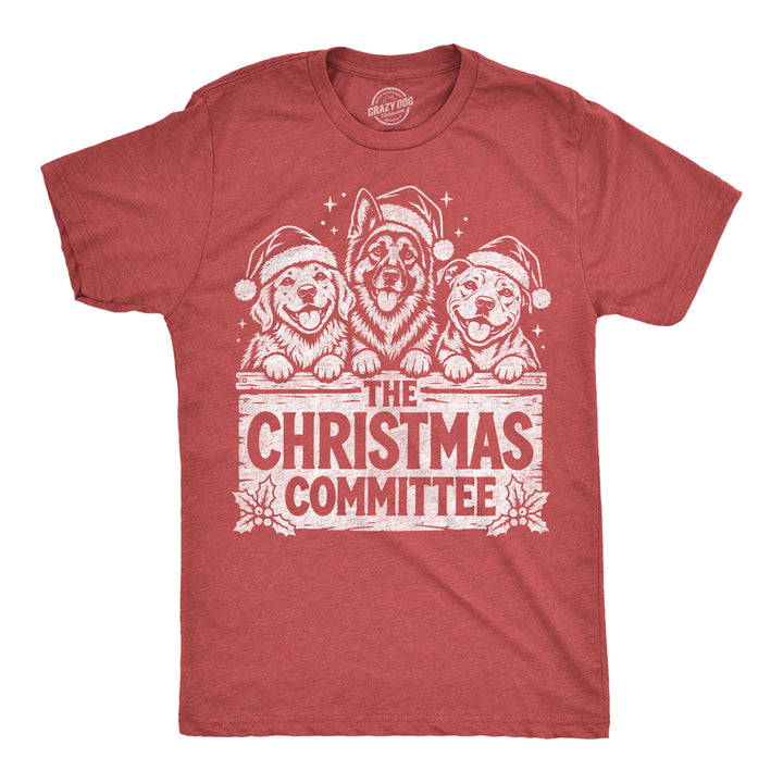Funny Heather Red - Xmas Committee Pups Christmas Committee Puppy Mens T Shirt Nerdy Christmas dog Tee