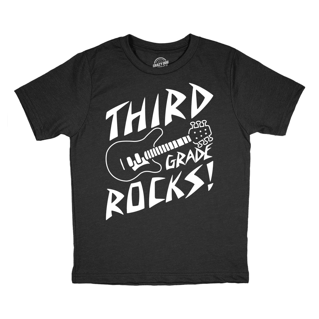 Funny Heather Black - Third Grade Rocks Third Grade Rocks Youth T Shirt Nerdy music Tee
