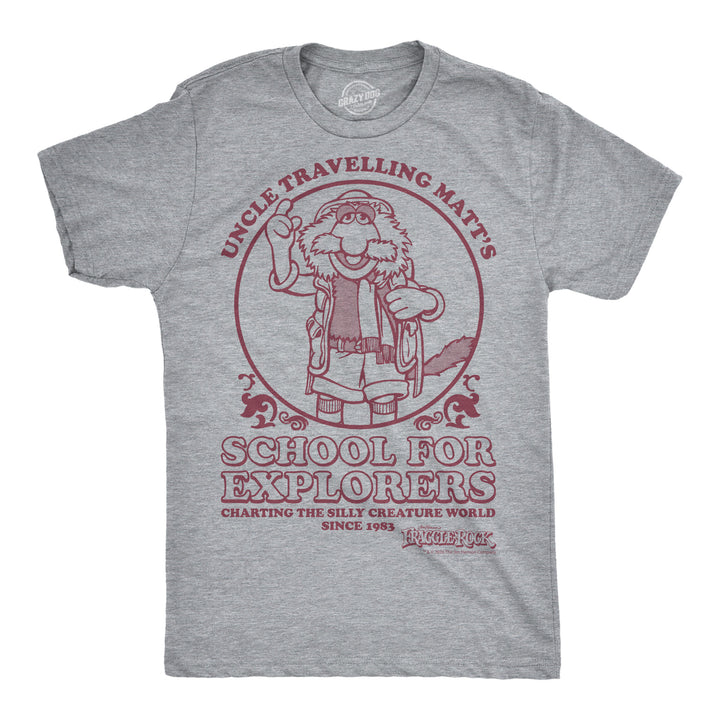 Funny Light Heather Grey - School For Explorers Uncle Traveling Matt's School For Explorers Mens T Shirt Nerdy TV & Movies retro Tee