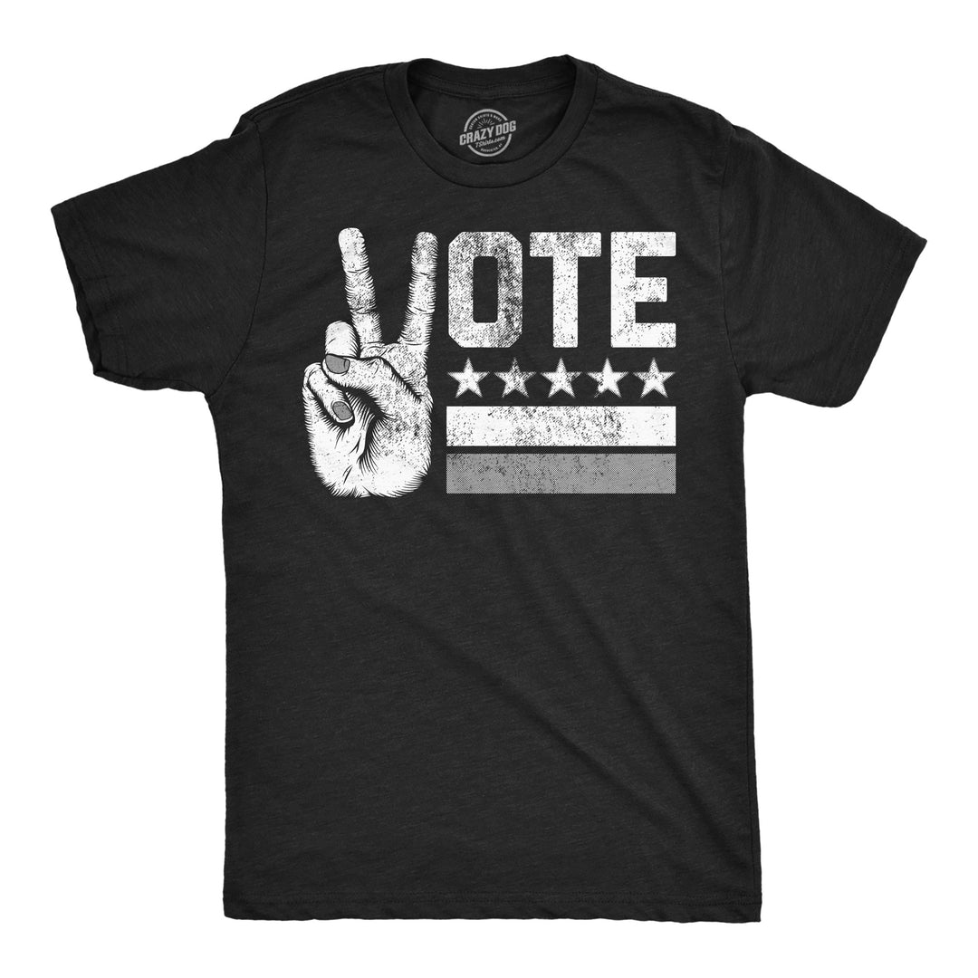 Funny Heather Black - Vote Peace Hand Vote Peace Hand Mens T Shirt Nerdy political Tee