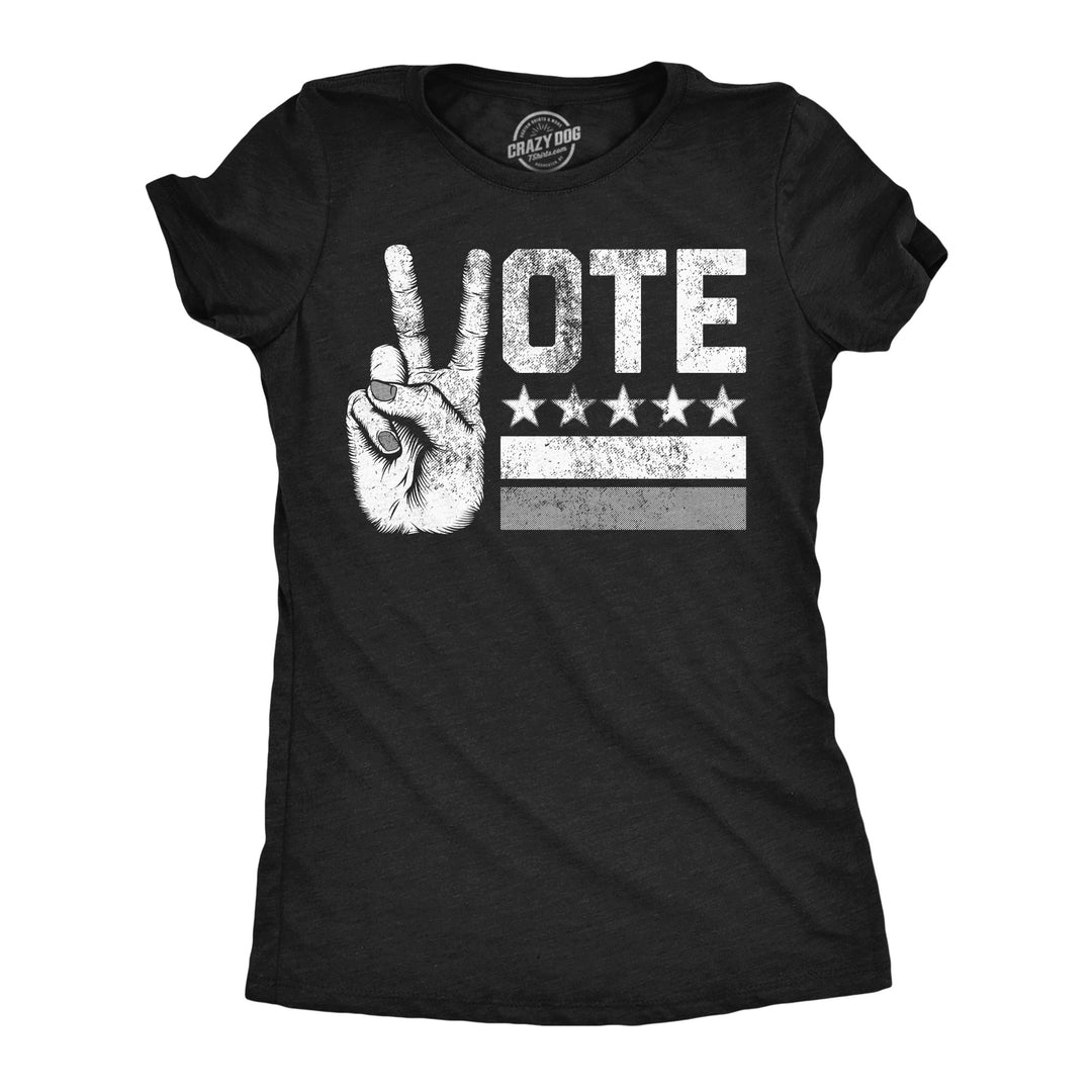 Funny Heather Black - Vote Peace Hand Vote Peace Hand Womens T Shirt Nerdy political Tee