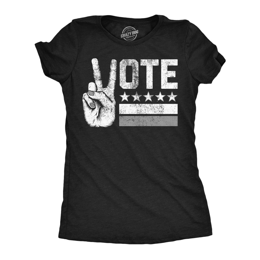 Funny Heather Black - Vote Peace Hand Vote Peace Hand Womens T Shirt Nerdy political Tee