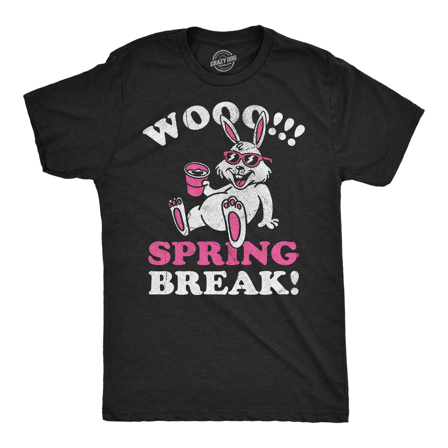 Funny Heather Black - Woo Spring Break WOO Sring Break Mens T Shirt Nerdy Easter drinking Tee