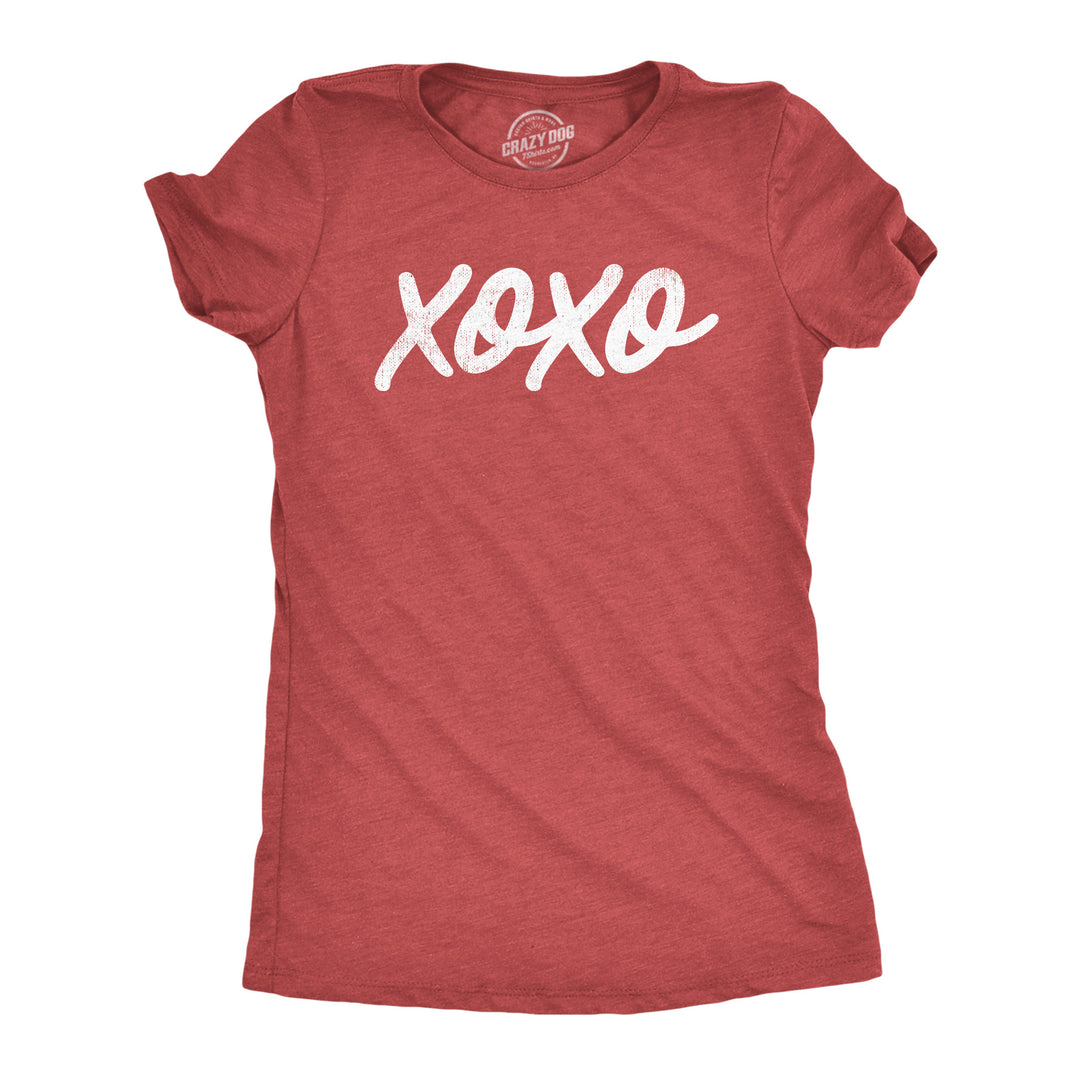 Funny Heather Red - XO XOXO Womens T Shirt Nerdy Valentine's Day Tee