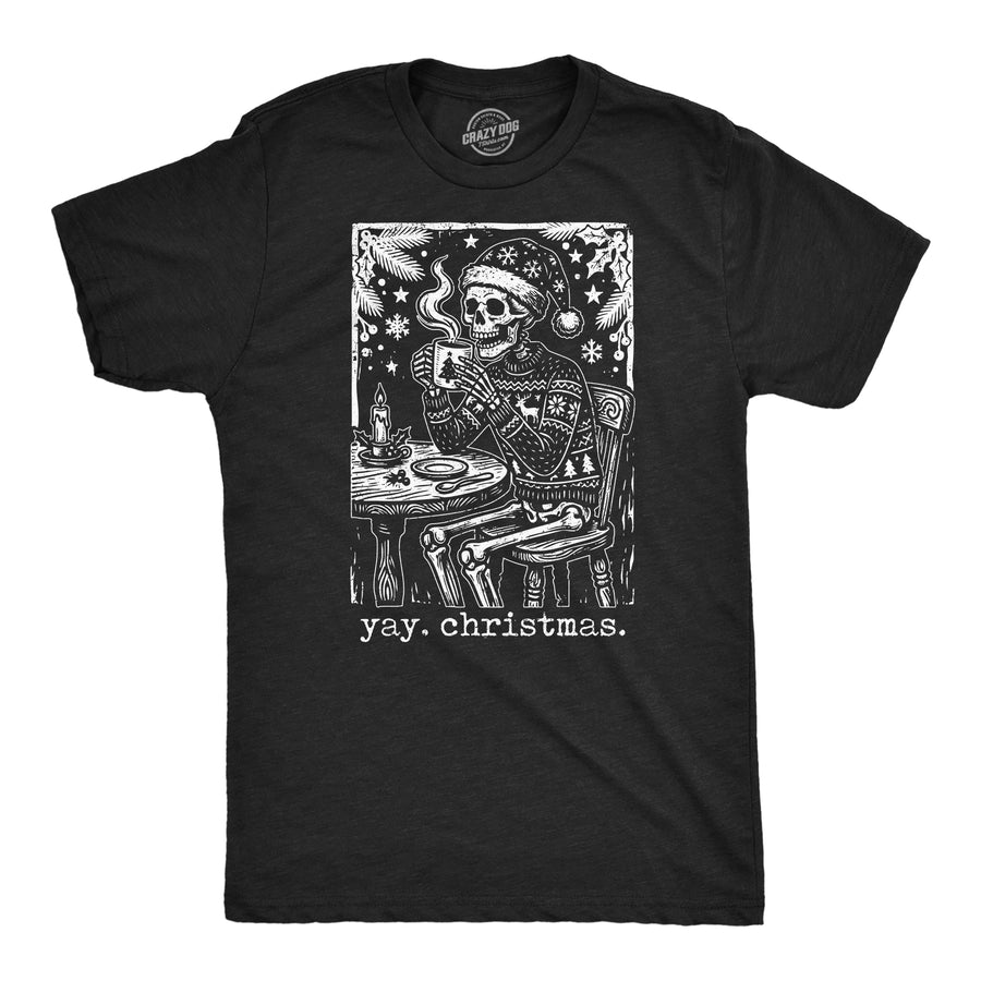 Funny Heather Black - Yay Christmas Yay Christmas Mens T Shirt Nerdy Christmas Tee
