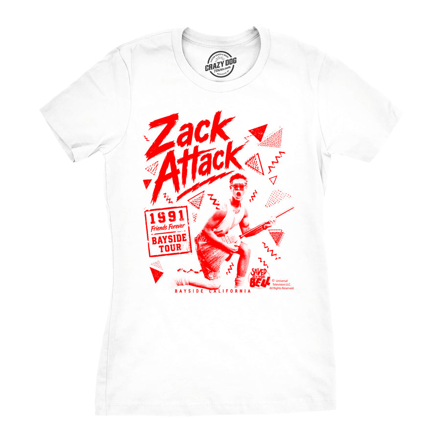 Funny White - Zack Attack Zack Attack Womens T Shirt Nerdy 026ZackAttackWMN TV & Movies retro Tee