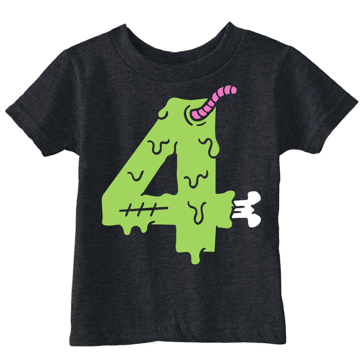 Funny Heather Black - Zombie 4th Bday Zombie 4th Birthday Toddler T Shirt Nerdy Halloween Birthday zombie Tee