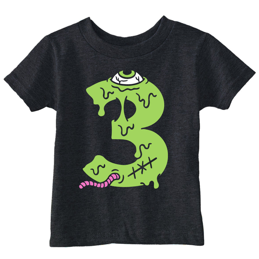 Funny Heather Black - Zombie 3rd Bday Zombie 3rd Birthday Toddler T Shirt Nerdy Halloween Birthday zombie Tee