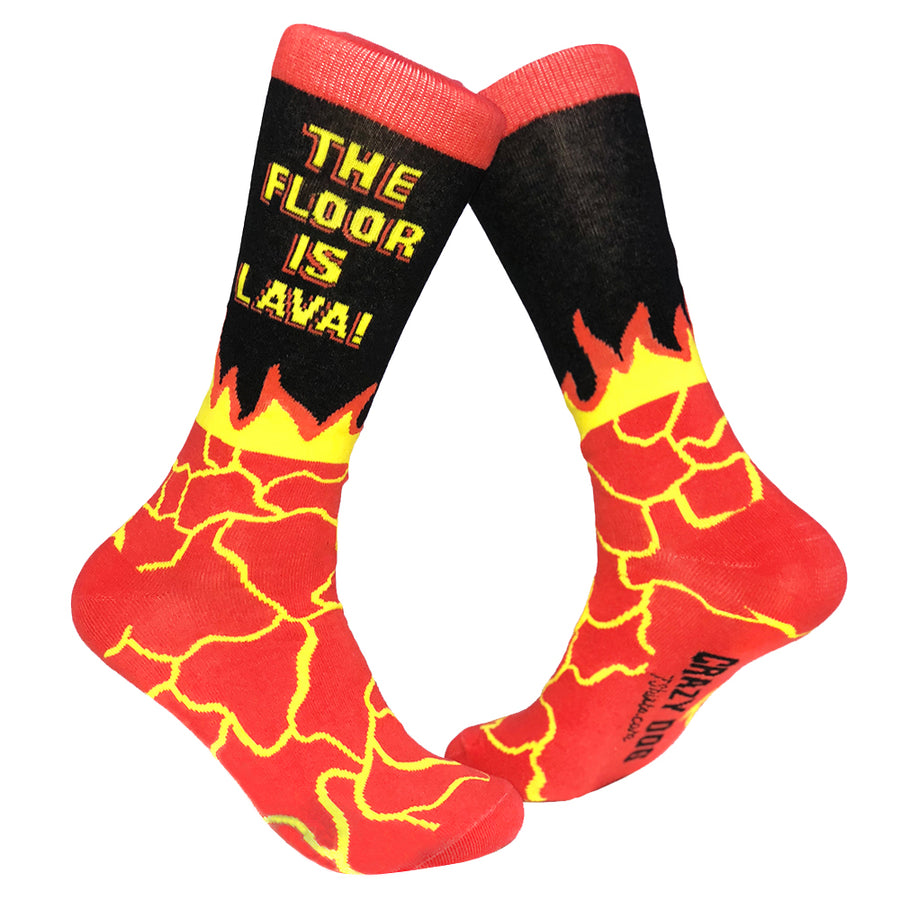 Funny Red Mens The Floor Is Lava Sock Nerdy nerdy Tee