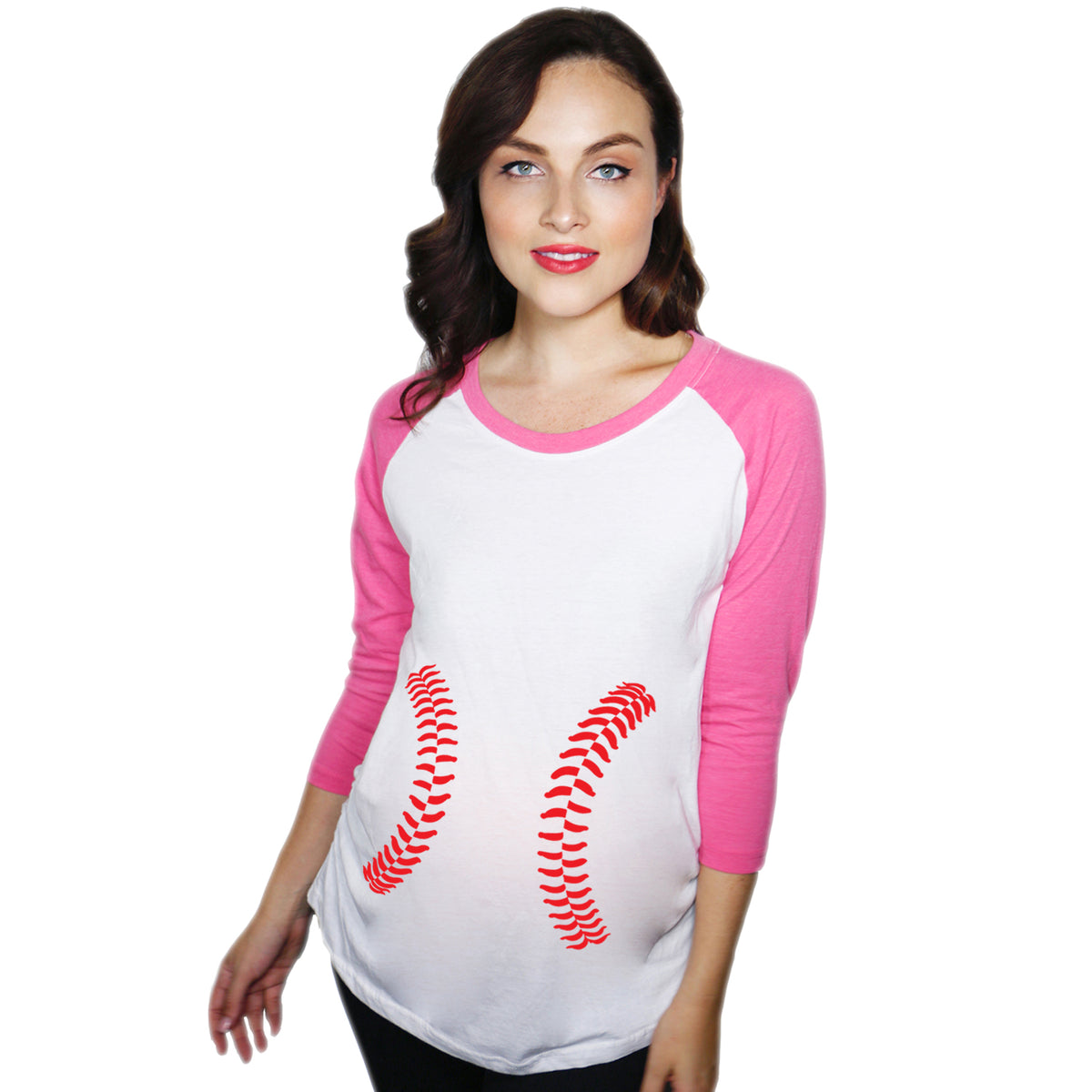 Funny Pink Baseball Laces raglan Nerdy Baseball Tee