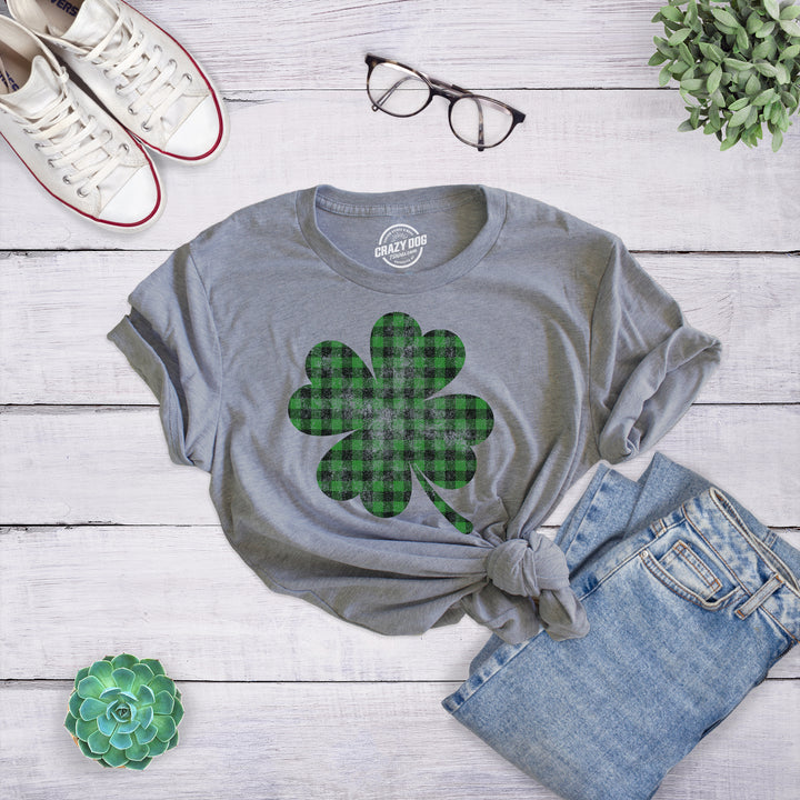 Buffalo Plaid Shamrock Women's T Shirt