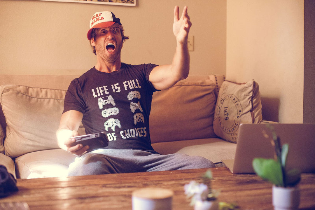 Mens Life Is Full of Choices T Shirt Funny Video Games Joystick Controller Retro Graphic Tee