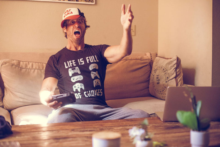 Mens Life Is Full of Choices T Shirt Funny Video Games Joystick Controller Retro Graphic Tee